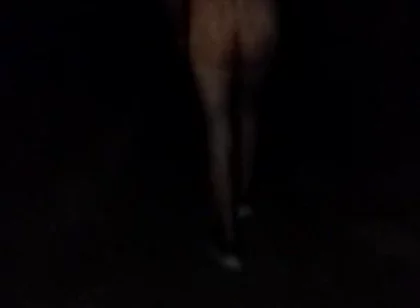 Naked Walking on the Hill Along Highway