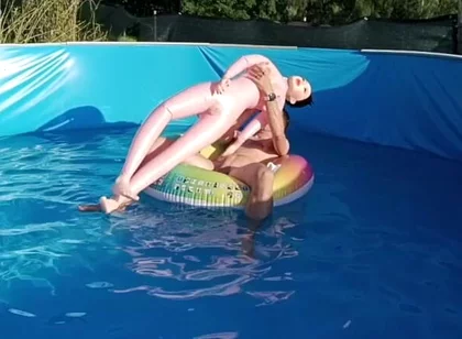 Wet Ride in the Pool Fucking a Doll with a Proper Finish