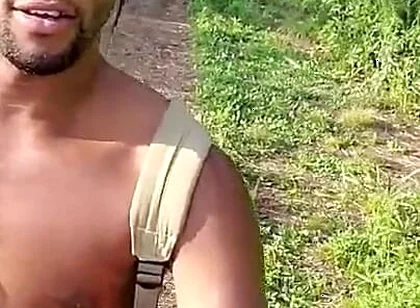 Kennie Jai Walks in the Park by the River Cumpletely Naked!