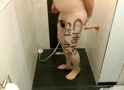Slave Lettering Marking Anal Hook Dildo Plug Milking Fucked Winch Penis Cage Shower Outdoor Street