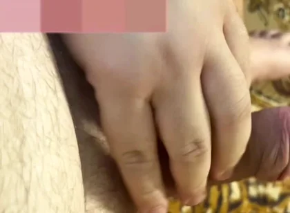Fat Man Lying on the Couch Shows His Ass and Cums Without Hands, a Lot of Cum, Cum, Uncircumcised Penis