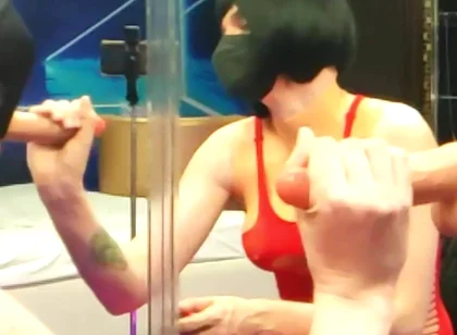 Jerking off to the Sight of Myself in the Mirror. Red Bodysuit, Hard Cock, Zero Shame
