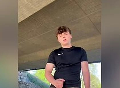 Risky Outdoor Cumshot In Hot Sport Clothing