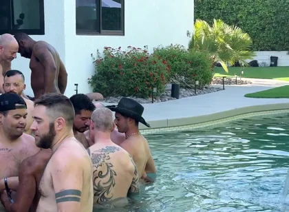Massive Gay Hardcore Pool Orgy
