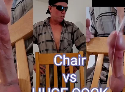Huge Cumshot From Huge Cock Stuck in Chair