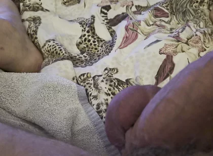 Grandpa Sits in the Armchair and Plays with His Cock with a Dildo in His Ass