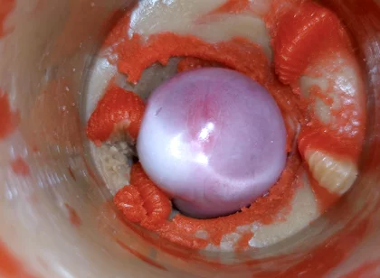 The Camera Inside the Deep Pussy Records a Huge Ejaculation with a Stuck Condom 4K