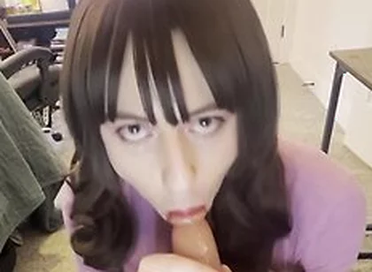 Sissy Crossdresser Sucks Dildo