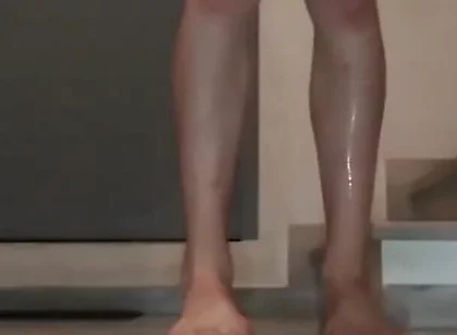 Masturbating Totally Naked in Staircase