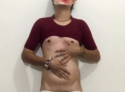 Crossdresser Femboy Sissy Sheenu Playing with Their Body and Dick and Doing a Cumshot