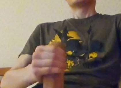 A skinny Guy Shoots a Huge Portion of Sperm and gets a Strong Orgasm