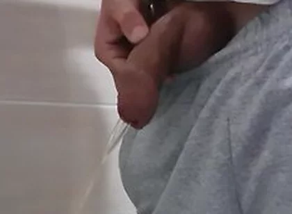 Guy Long Pissing With Uncircumcised Cock And Big Balls