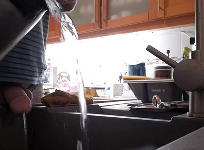 Morning Piss Into the Kitchen Sink