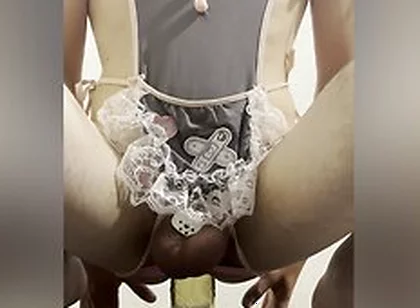 Cute Femboy Maid In Flat Chastity Takes Giant 12 Dildo