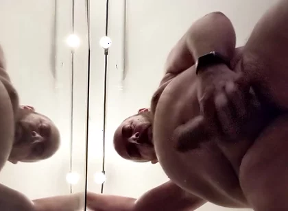 Chubby Bear POV from Below. Grunting and Cumming on Your Face