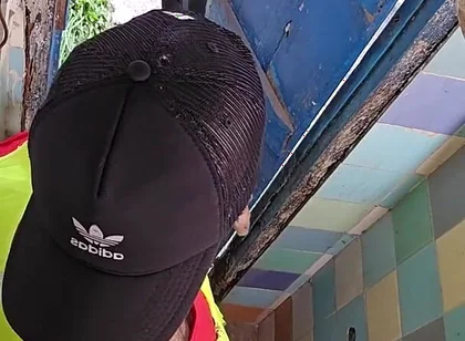 Two Construction Workers Making Out in the Company Bathroom.