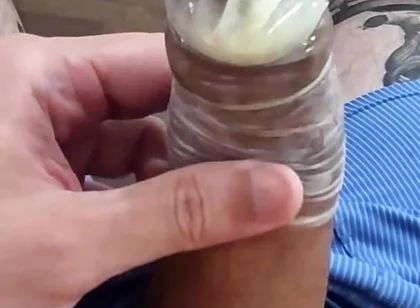 Giant and Thick Penis Releases Milk in the Condom