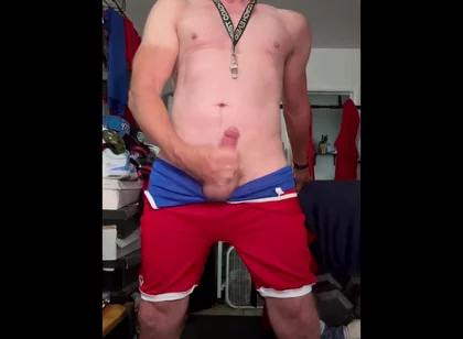 Jockdad87 Shoots a Load in His Wrestling Singlet