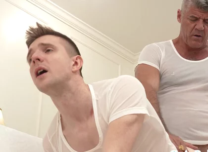 Dillon Stone, Reese Rideout And Serg Shepard In Sexy Twink Barebacked By Hung Suited Dilf