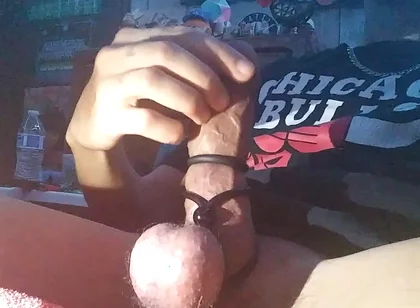 Squeezing My Balls While I Stroke My Lasso'd Cock Until Waterfall of Cum