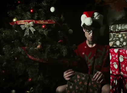 Jerking off Under the Christmas Tree