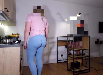 Jerking off While Trans Step-sister Is Cooking