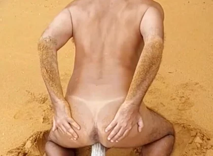 Ladysilva Naked on the Beach Horny with a Cock in Her Ass