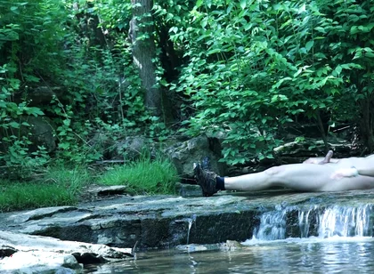 Flexing by the Waterfall, Trying to Sneak a Little Private Moment…