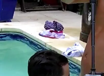 Twink fucked in the swimming pool by older for fun
