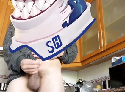 Hot Stud Jerking off and Cumming in the Kitchen While Cooking