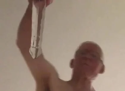 Close up View From Below Riding a Large Glass Cock