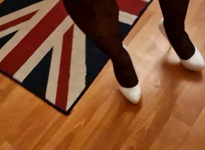 Sexy Trio of High Heels, I Secretly Walk in Their Pantyhose and Play with the Heels