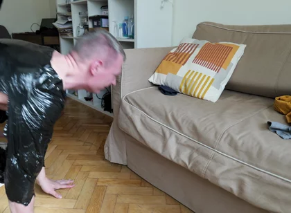 Wrapped in Black Film and Fucked with a Big Cock. 4K Original. Part 2
